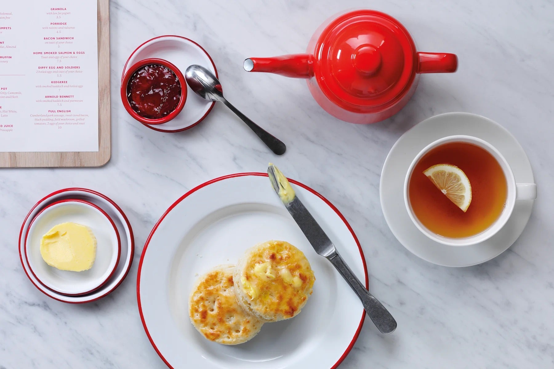 Falcon Enamel Tea Set - Pillarbox Red